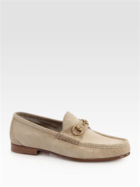 gucci beige suede loafers mens with gucci g buckle|Gucci loafers for men sale.